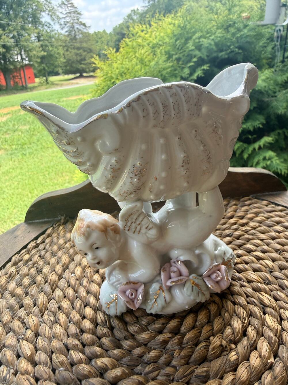 Vintage Bisque Cherub Planter Occupied Japan